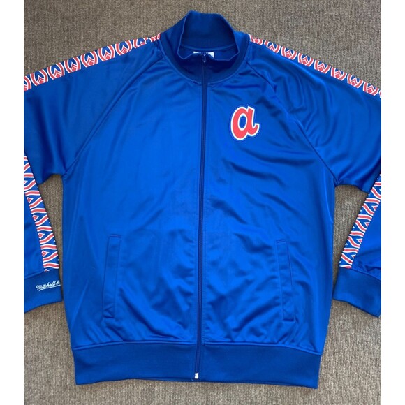 Atlanta Braves Mitchell & Ness Jacket Mens XL Cooperstown Retro MLB Zip Up - Picture 1 of 8